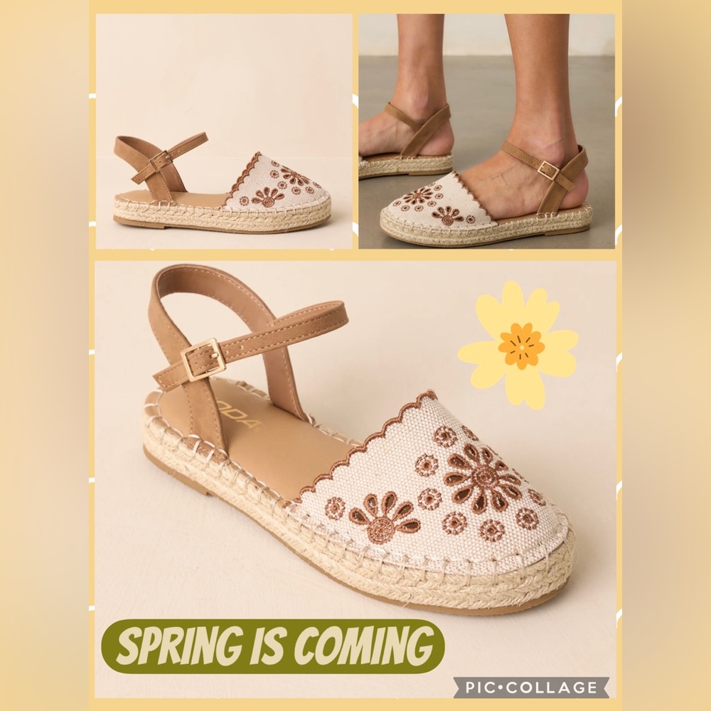 Embroidered Tan Espadrille Sandals NWT size 6